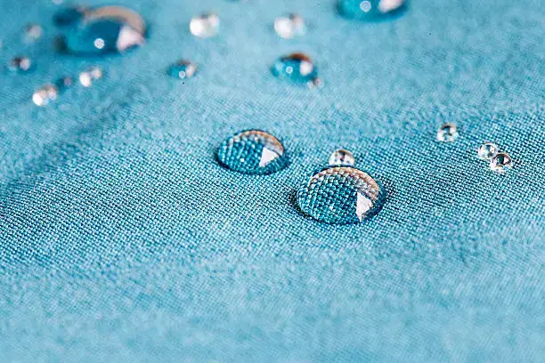 waterproof fabric with water drops