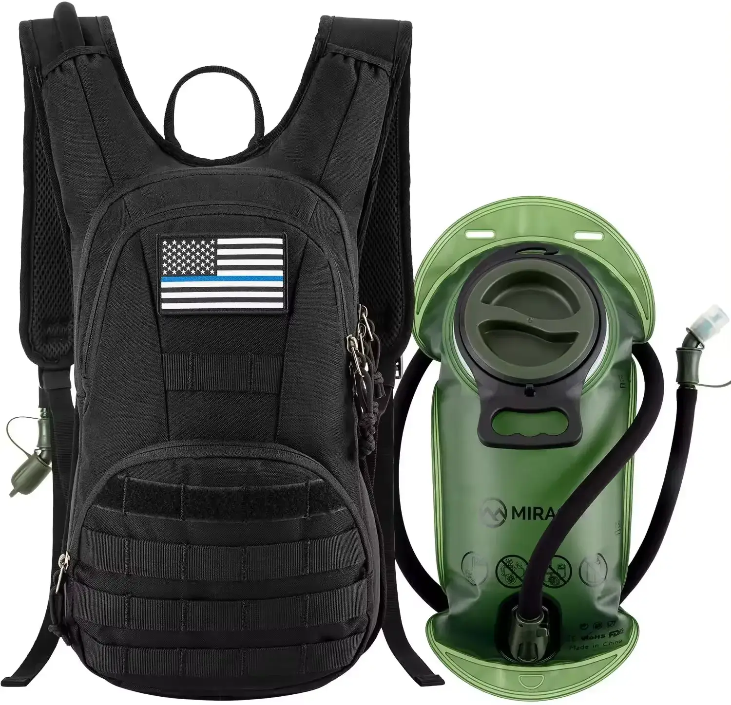 tactical hydration backpack black