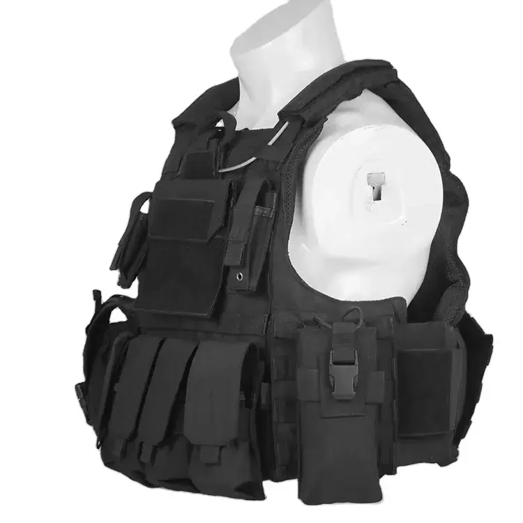 black military tactical vest