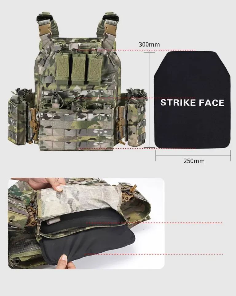 Tactical plate carrier, shown with a plate inserted.