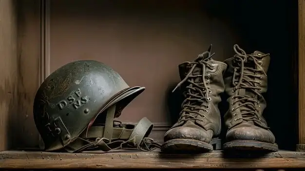 tactical boots and helmet